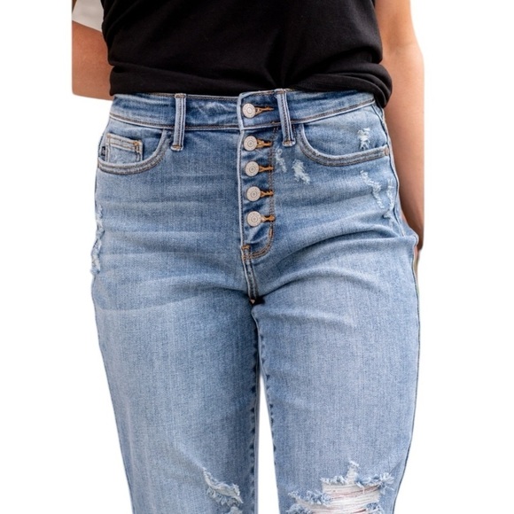 Judy Blue On The Road Boyfriend High Rise Button Fly Jeans. Blue Size 20W #1429 - Picture 10 of 10